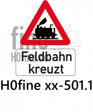 Verkehrszeichen Feldbahn kreuzt