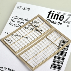 Filigranätzfenster für Vollmer Ringlokschuppen 15,7 x 34,6 mm, 2 Stk.